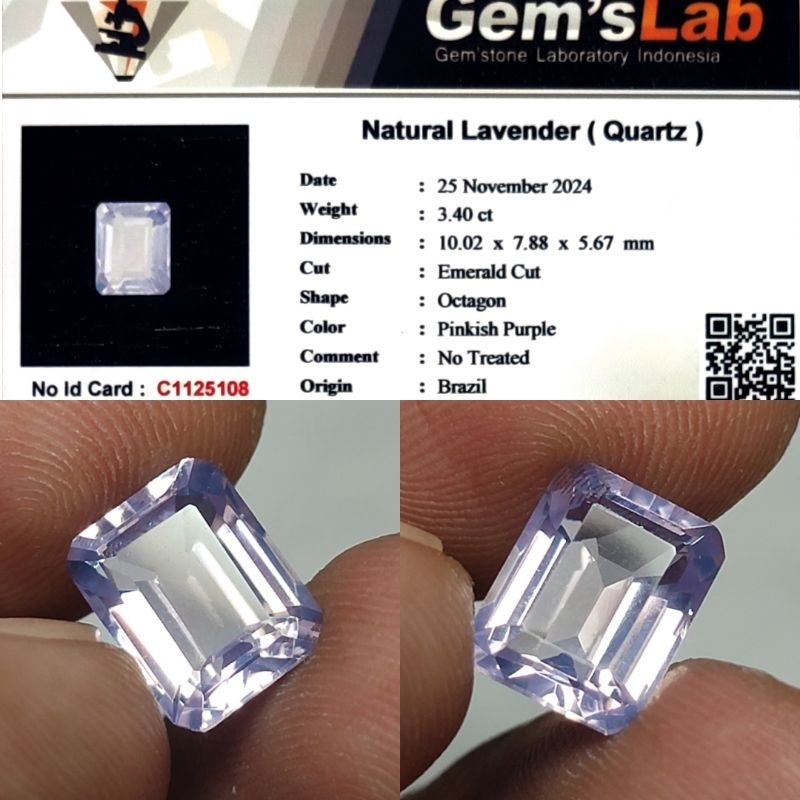 Natural Rose Quartz Lavender Quartz 3.4ct GLI Material Top Clean Top Crystall Full Luster Gemericik 