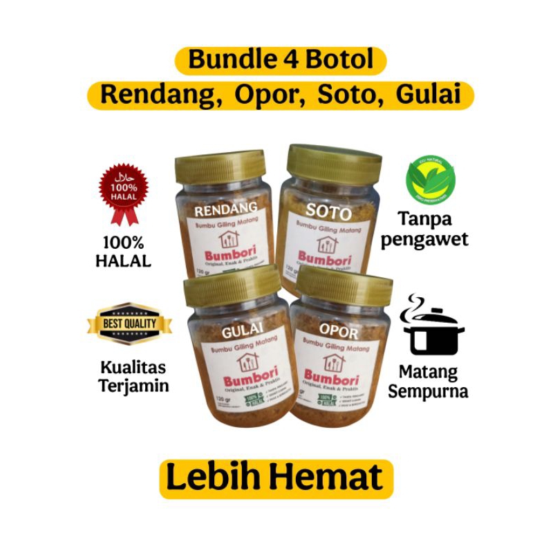 

Bundle 4 Botol BUMBORI Bumbu Giling Matang @150 gram