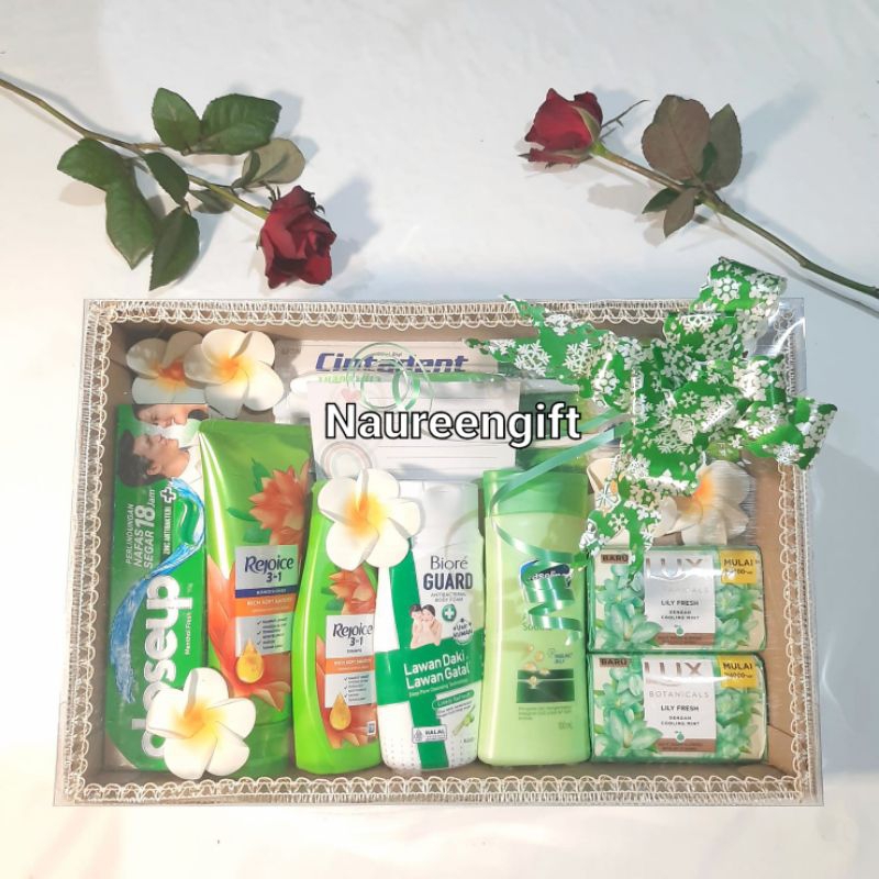 PAKET SET HANTARAN / SESERAHAN PERAWATAN MANDI HIJAU VINTAGE BOX