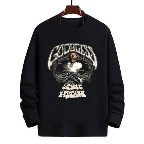Sweater God Bless Indonesia Rock Legend Band - Godbless Semut Hitam Crewneck Casual 100% Cotton Blac