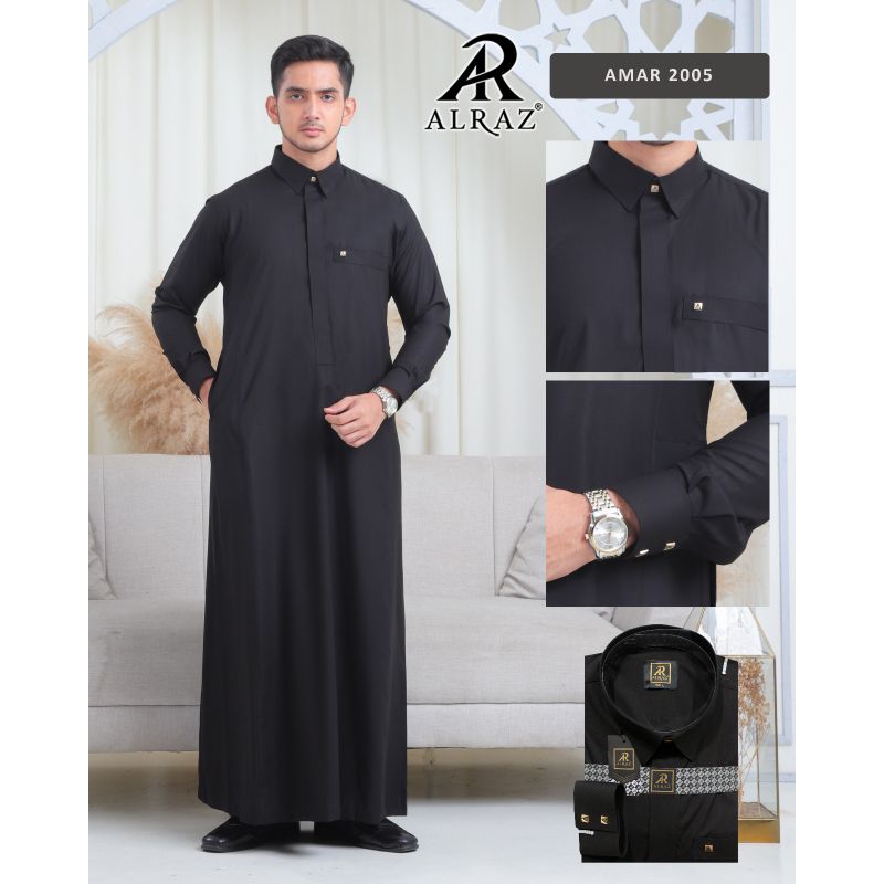 JUBAH ALRAZ PREMIUM | JUBAH LENGAN PANJANG HITAM POLOS