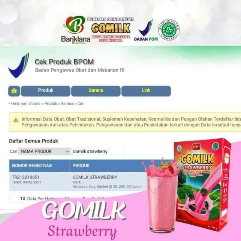 

Susu kambing Etawa Gomilk Rasa Strawbery 200 gram