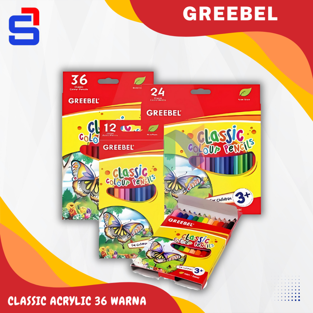 

GREEBEL Pensil Warna 6 12 24 36 / Colored Pencil / Classic Color Pencils / Warna Lebih Nyata