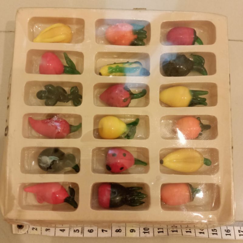 Hiasan pajangan souvenir buah buahan fruits kecil bahan kaca seri 2