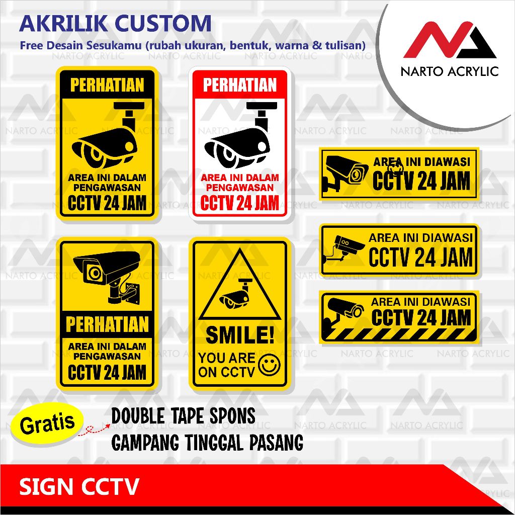 

AKRILIK SIGN CCTV | CUSTOM | Bahan Keras, Awet, Anti Air, Mudah dipasang