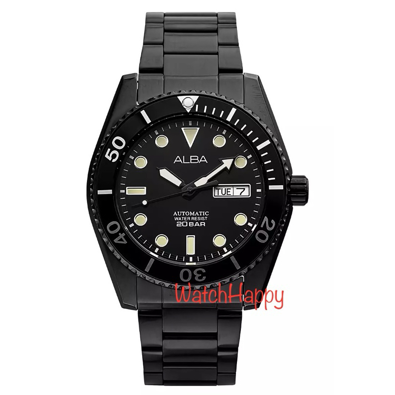 JAM TANGAN PRIA ALBA AL4331X1 / AL4331 / AL4331X MEN ANALOG MECHANICAL AUTOMATIC MOVEMENT FULL BLACK