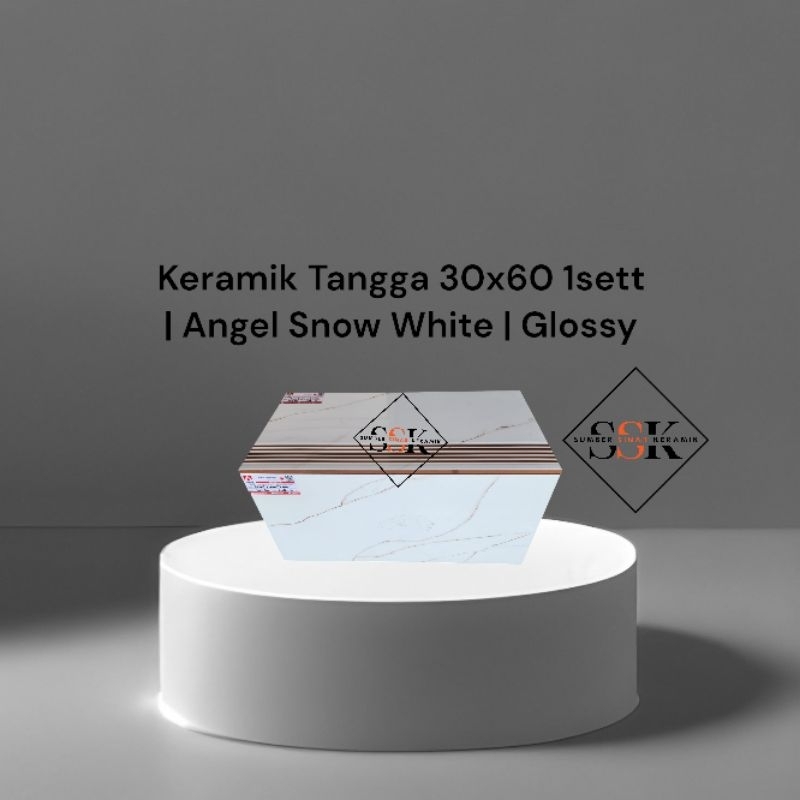 Keramik Tangga 30x60 30x60 | Angle Snow White | Glossy
