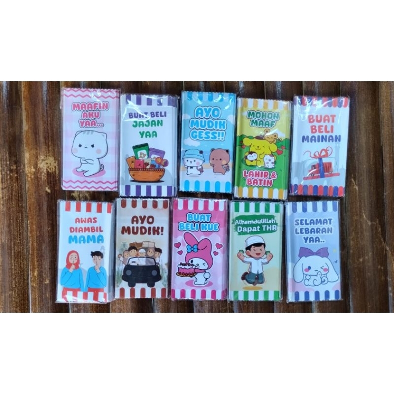 

amplop lebaran bentuk permen isi 10 pcs sudah ada double tip ya