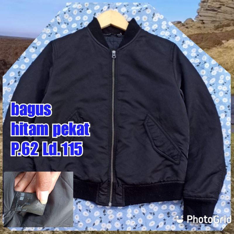 jaket work kerja casual bomber hitam uniqlo