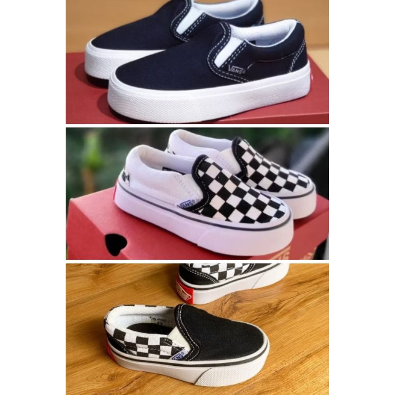 vans balita klasik slip on balita sepatu kets anak hitam putih usia 1 2 3 4 5 6 7 8 9 10