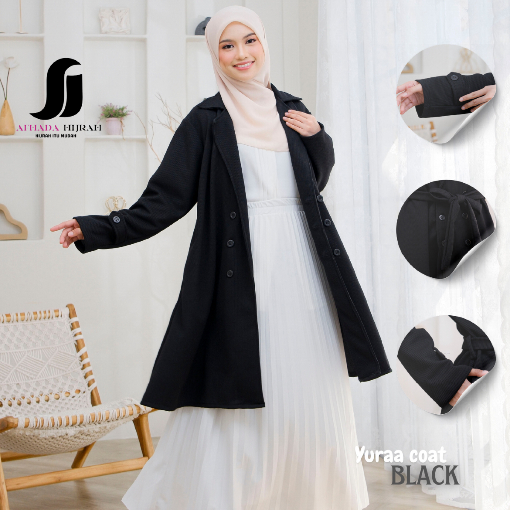 Afhadahijrah - Long Coat Wanita Yuraa Korea Style Outer Muslimah Blazer Terbaru