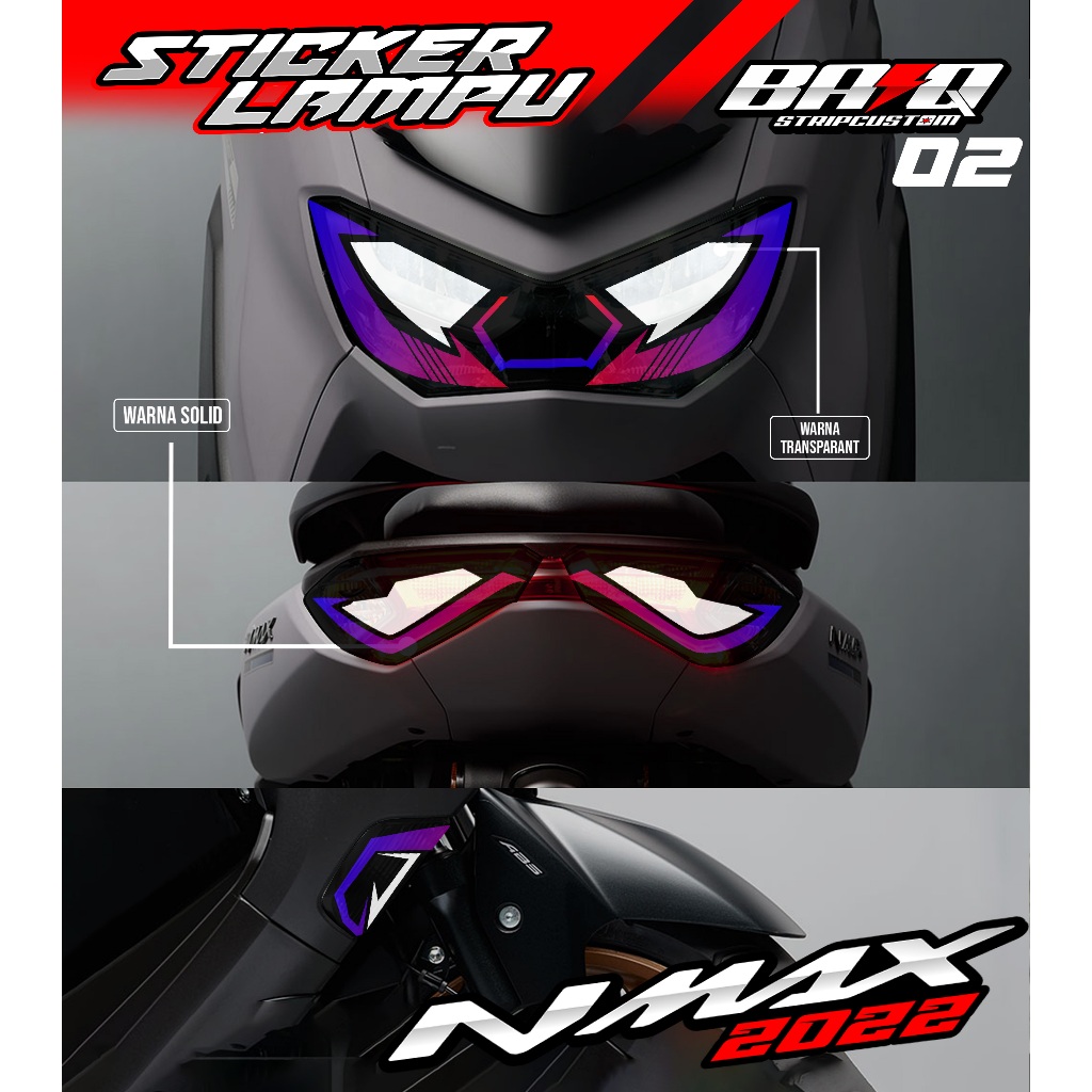 02 STICKER LAMPU DEPAN NMAX 2022 - STICKER LAMPU ALIS NMAX 2022 MOTIF LIST SIMPLE