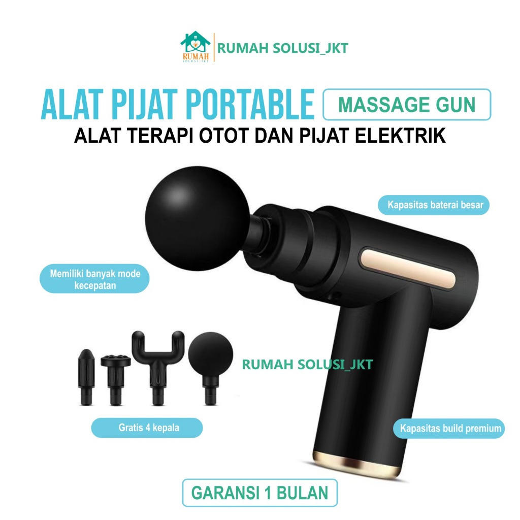 Alat Pijat Pijat Elektrik  Massage Gun Alat Gun Smart Alat Pijat  Pijat Getar Elektrik  Gun Deep Tissue 4 In 1 Gun Smart Alat Pijat