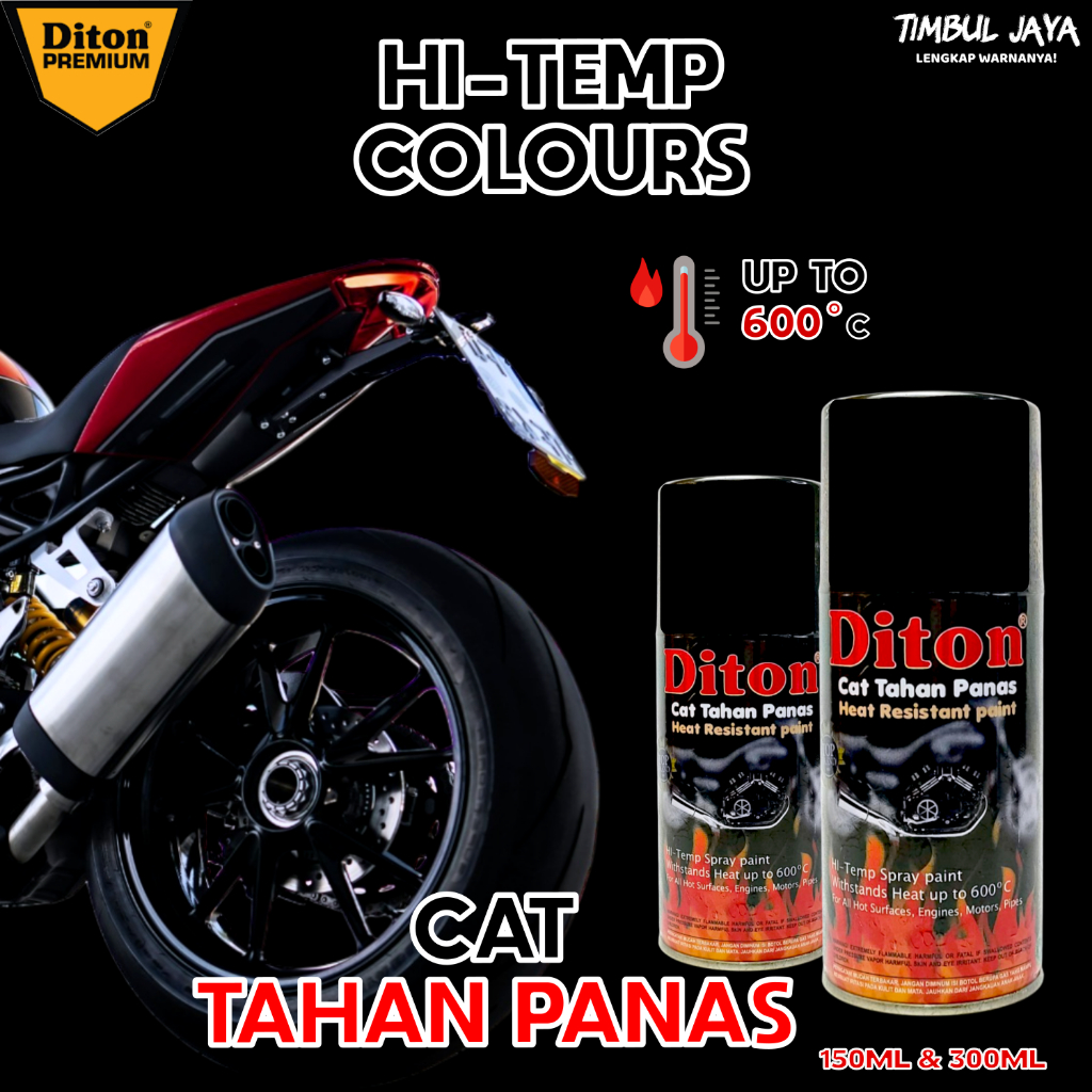 Diton Hi Temp Black 300cc / cat knalpot hitam doff / cat knalpot diton / diton cat anti panas