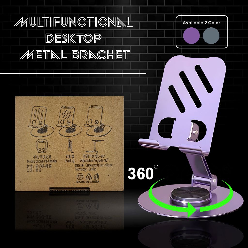 Full Metal Stand Holder Hp Folding Dekstop Phone Holder Dudukan Hp Berdiri Holder Hp Meja