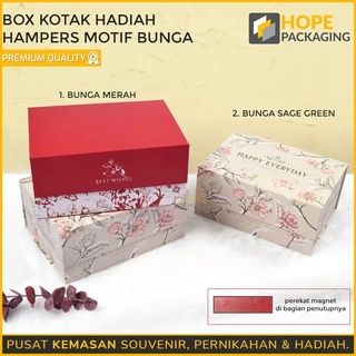 

Hardbox Gift Box Souvenir Hadiah Kado Ultah / Box Kotak Hadiah Hampers Motif Bunga Merah dan Sage Green / Kotak Souvenir Magnet / Box Best Wishes Happy Everyday