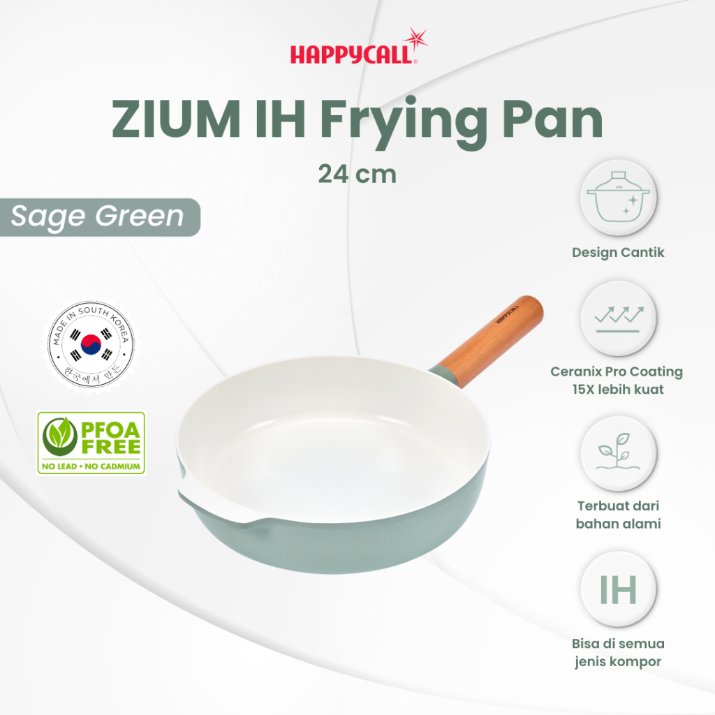 Happycall Zium IH Frying Pan 24 cm - Alat Masak, Penggorengan Anti Lengket
