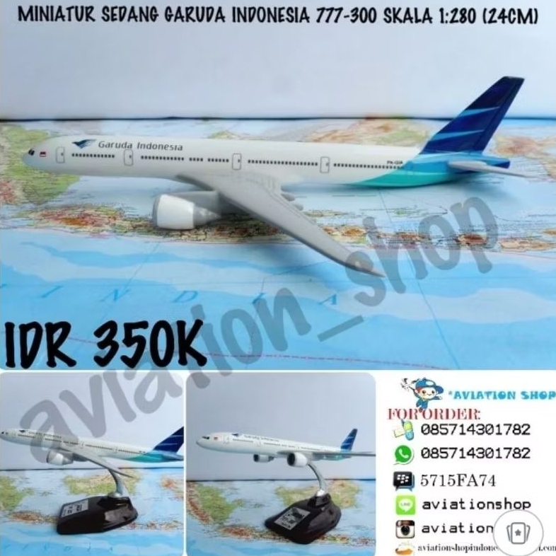 MINIATUR PESAWAT GARUDA INDONESIA BOEING 777-300 SKALA 1:400 (19Cm)