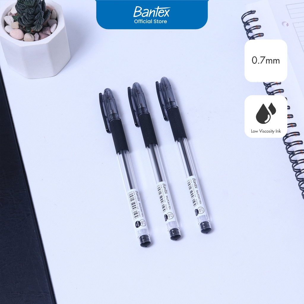 

Bantex Pulpen Pena / Ballpoint Pen 0.7 mm Low Viscosity Ink Pegangan Karet Lembut Satu Set BG6011