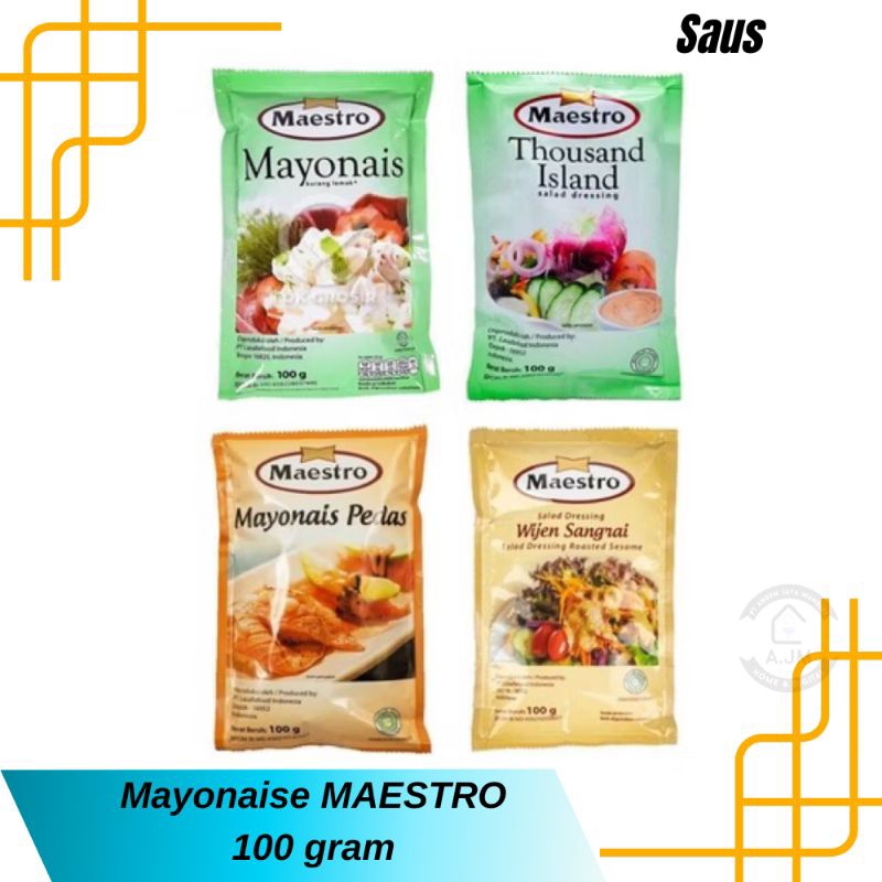 

Maestro Mayonaise Light Mayonais Thousand Island Mayonais Pedas Mayonais Wijen Sangrai 100 gram