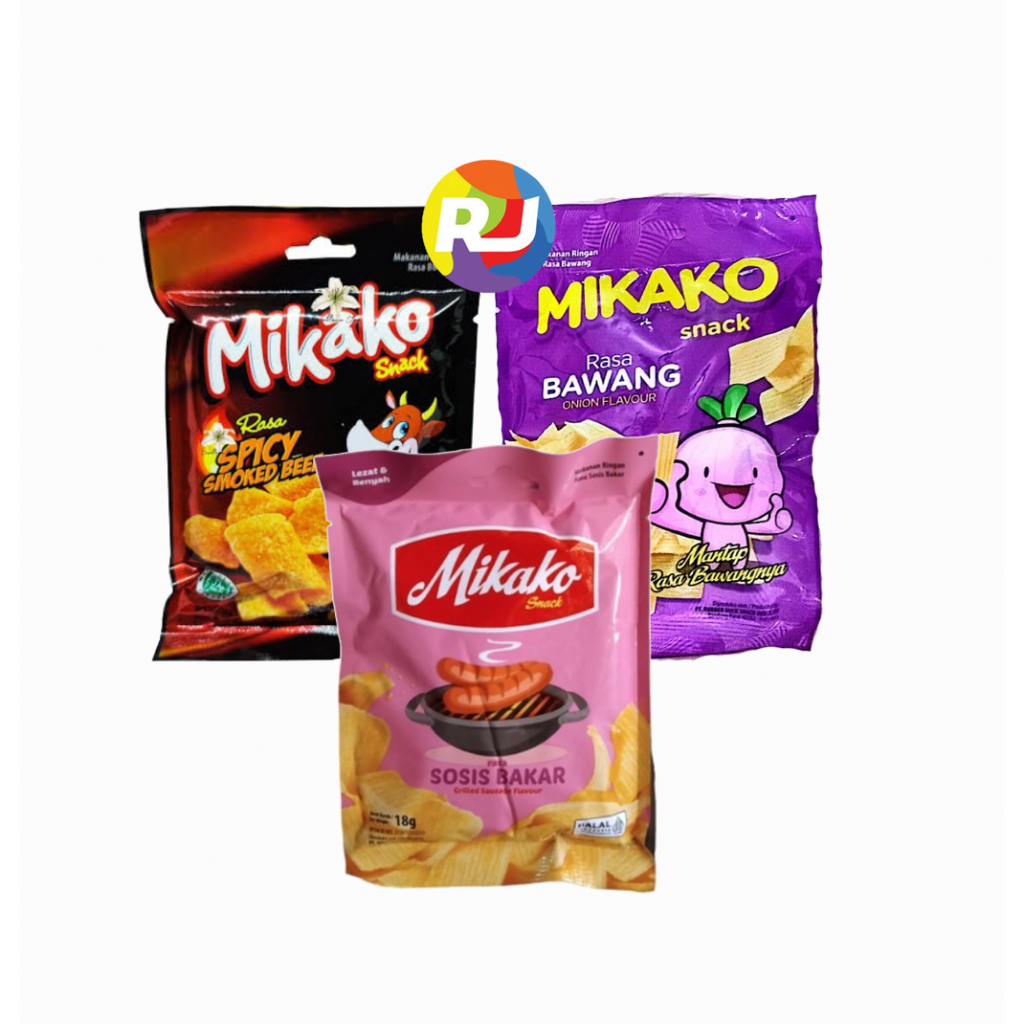 

JUAL PER 10 BUNGKUS - Snack Cemilan Mikako 18gr - Sosis Bakar / Spicy Smoked Beef / Bawang