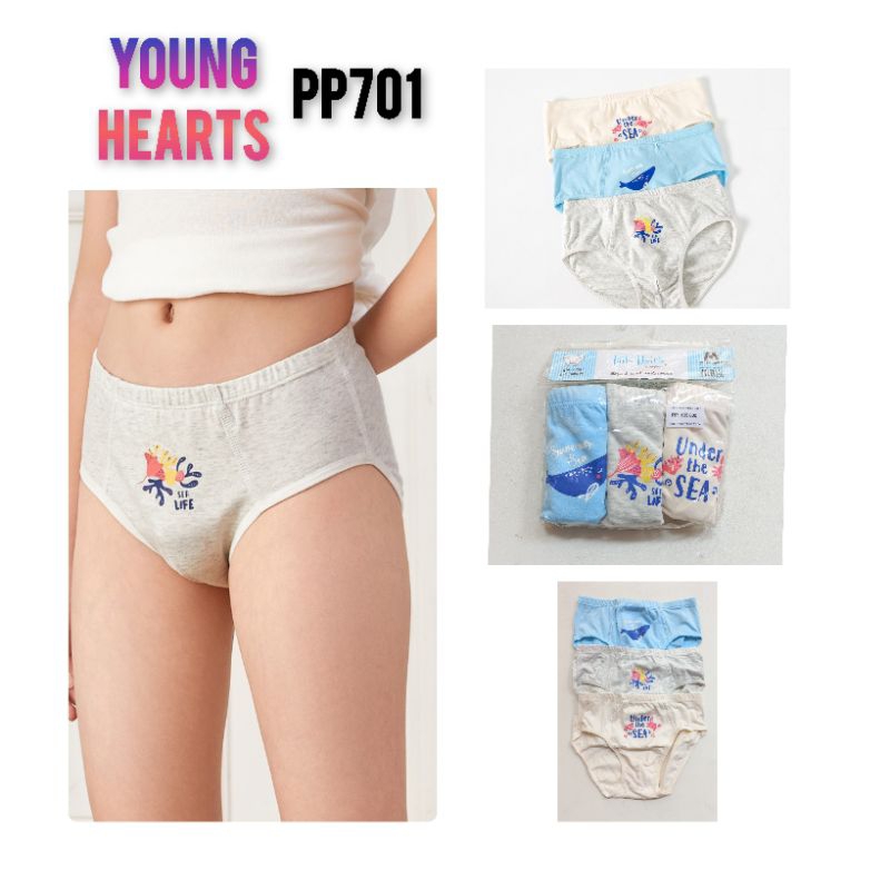PP701 Panty pack celana dalam Young Hearts anak laki laki katun S M L
