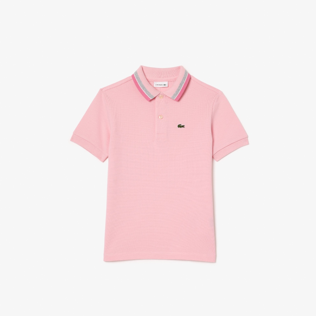 jersey polo premium design lacoste Stripe Collar Petit Piqué Polo Shirt  Pink - IAE