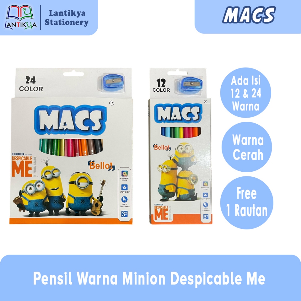 

Macs Pensil Warna Minion Despicable Me/ 12 & 24 Warna
