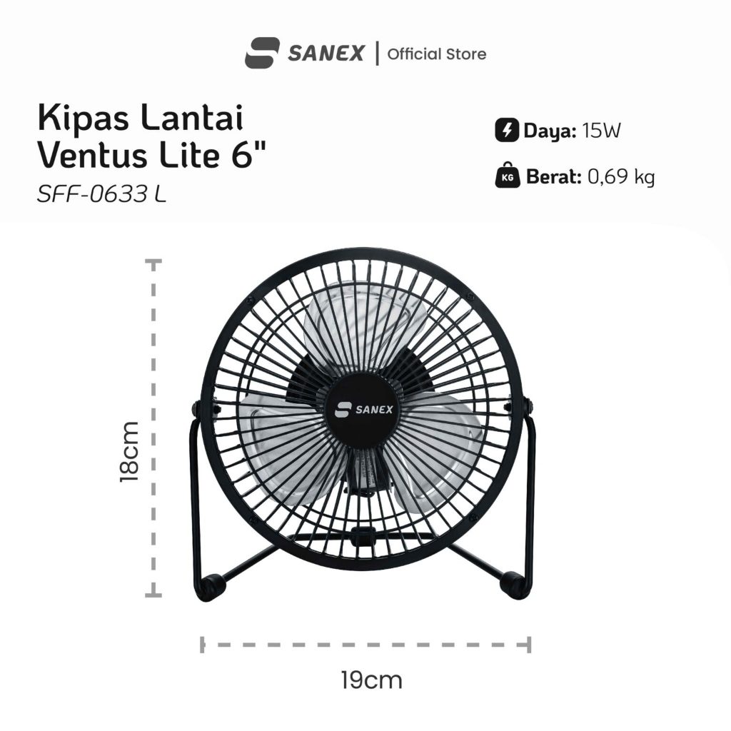 [SANEX] Kipas Angin Duduk Lantai Besi Sanex 6 Inch Ventus Lite | Kipas Angin Kokoh Besi Ventus SFF-0