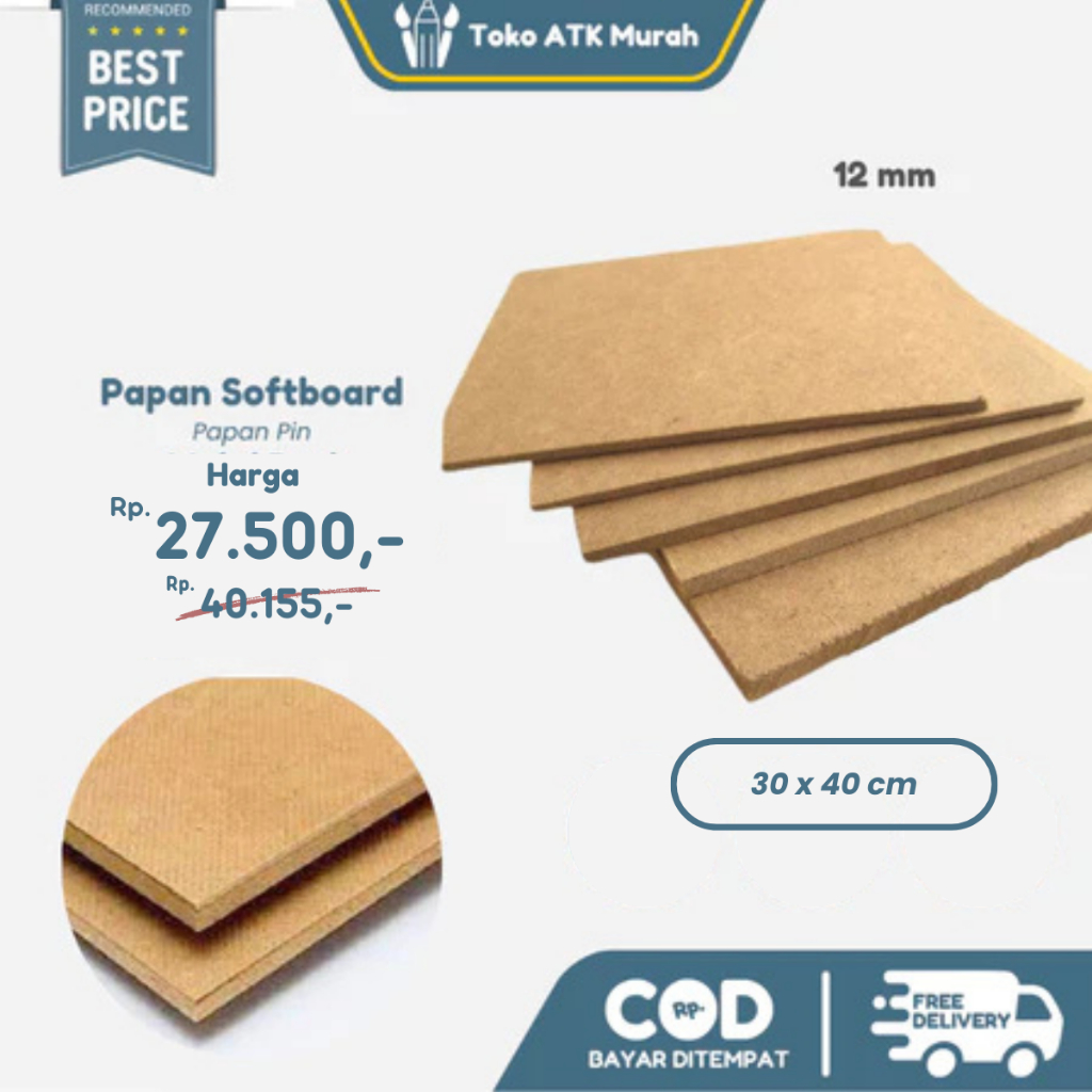 Soft Board 30 x 40 cm / Softboard Polos Lembaran Tebal 12mm