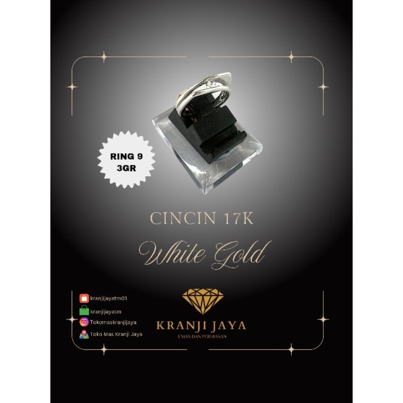 cincin mata emas putih 17K