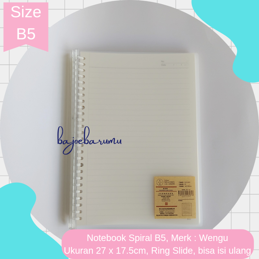 

Wengu Notebook Buku Tulis Catatan Binder Spiral B5 Slide Cover Clear Transparan Tebal Hardcover