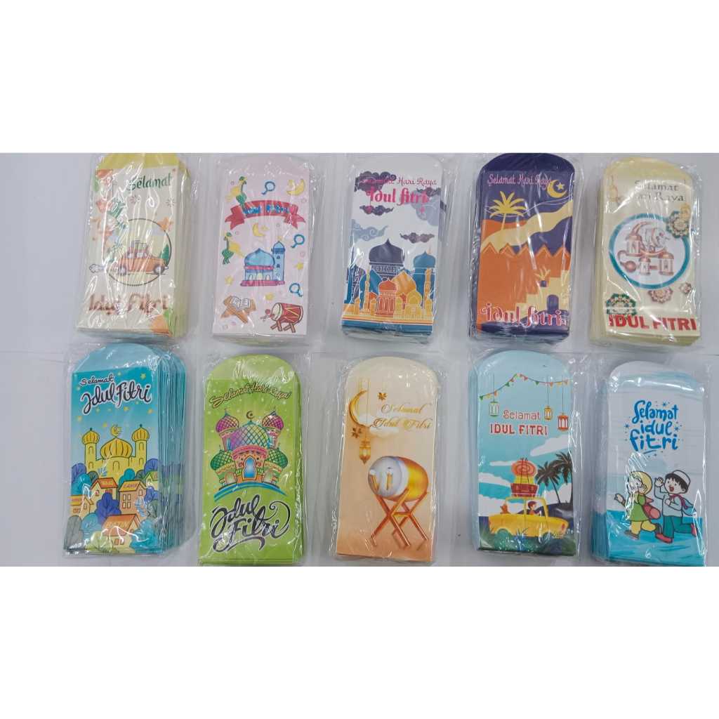 

Amplop Lebaran Idul Fitri Motif Lucu Kartun/Mesjid Isi 50pcs PANJANG Angpao THR