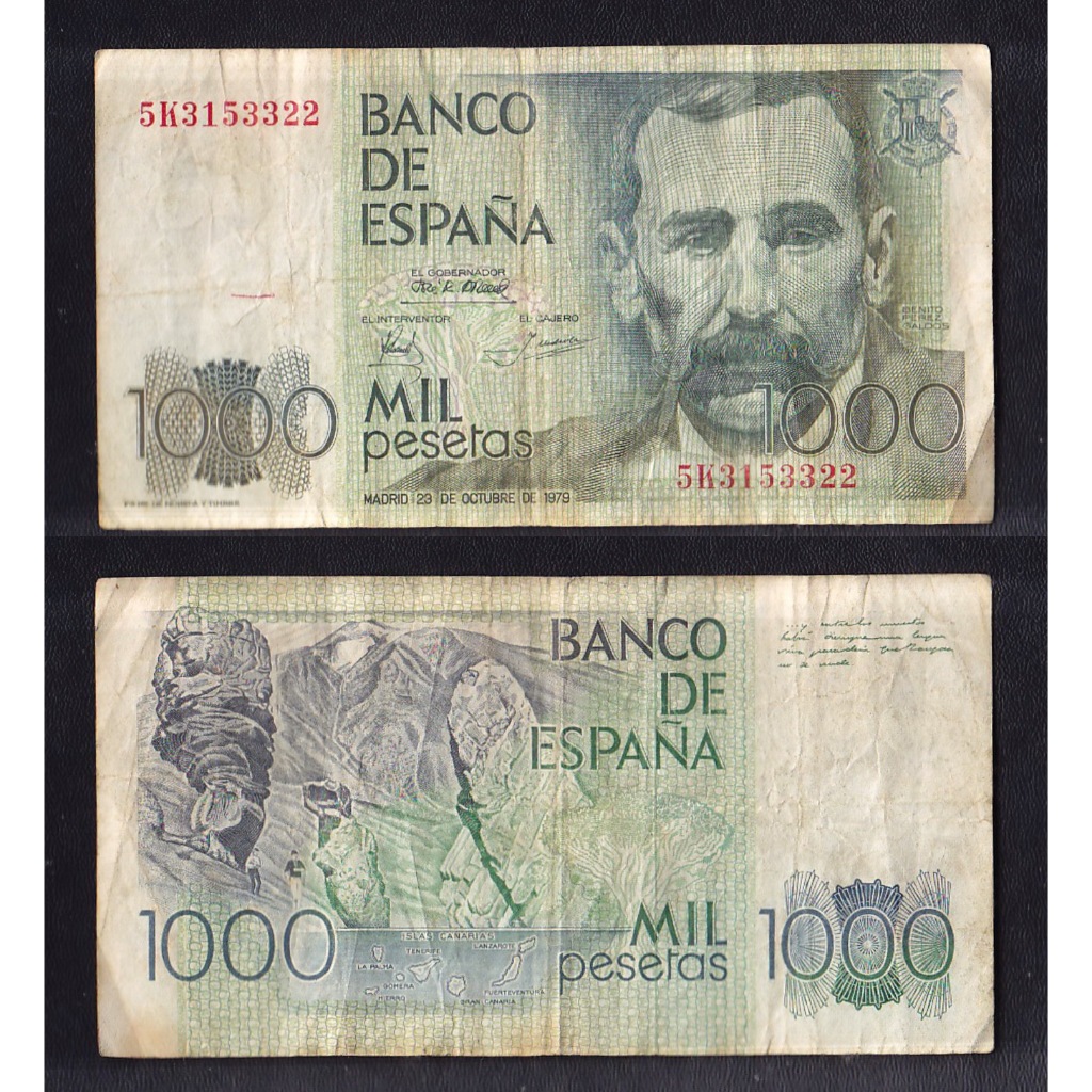 Uang kertas asing Spanyol 1000 Pesetas tahun 1979