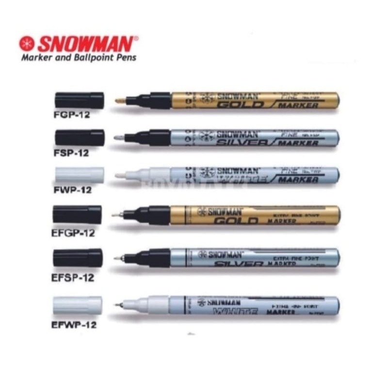 

Snowman Spidol Paint Marker Gold GP-12 / Silver SP-12 / White WP-12 - Pc.