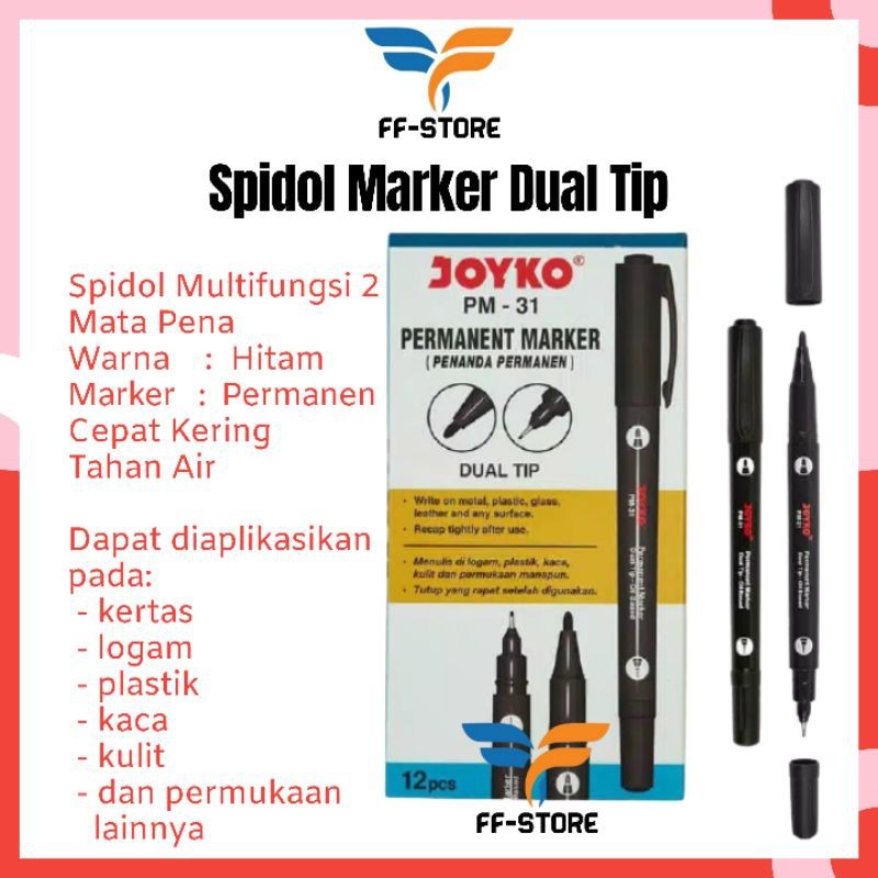 

Spidol Permanen Permanent Marker Joyko Dual Tip Hitam