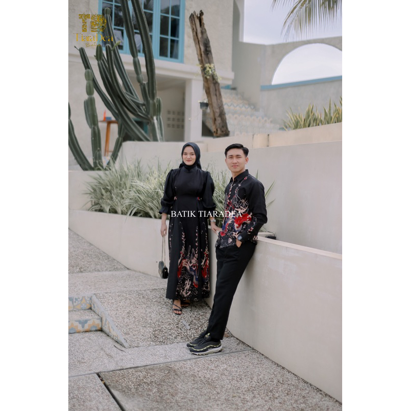 BATIK TIARADEA “ HANDE SERIES “ KEMEJA BATIK SLIMFIT DAN GAMIS BATIK MOTIF HANDE WARNA HITAM