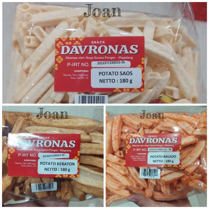 

POTATO KERATON, BALADO & SAOS 180gr Davronas / Camilan & Oleh Oleh Khas Magelang Jogja Solo