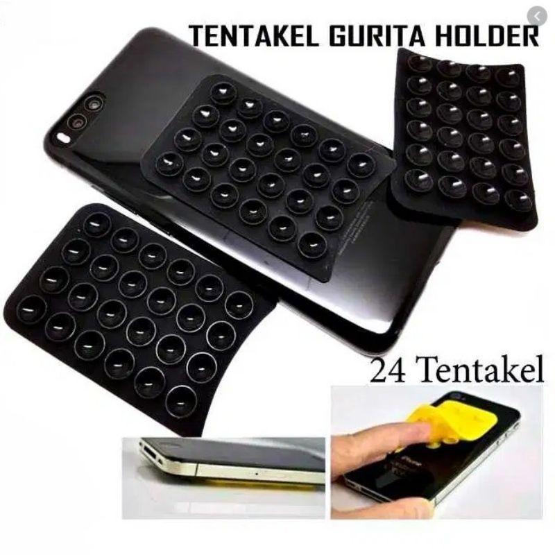 Holder HP Gurita Silikon Suction untuk Motor dan Mobil - Smartphone, Hitam - Handphone