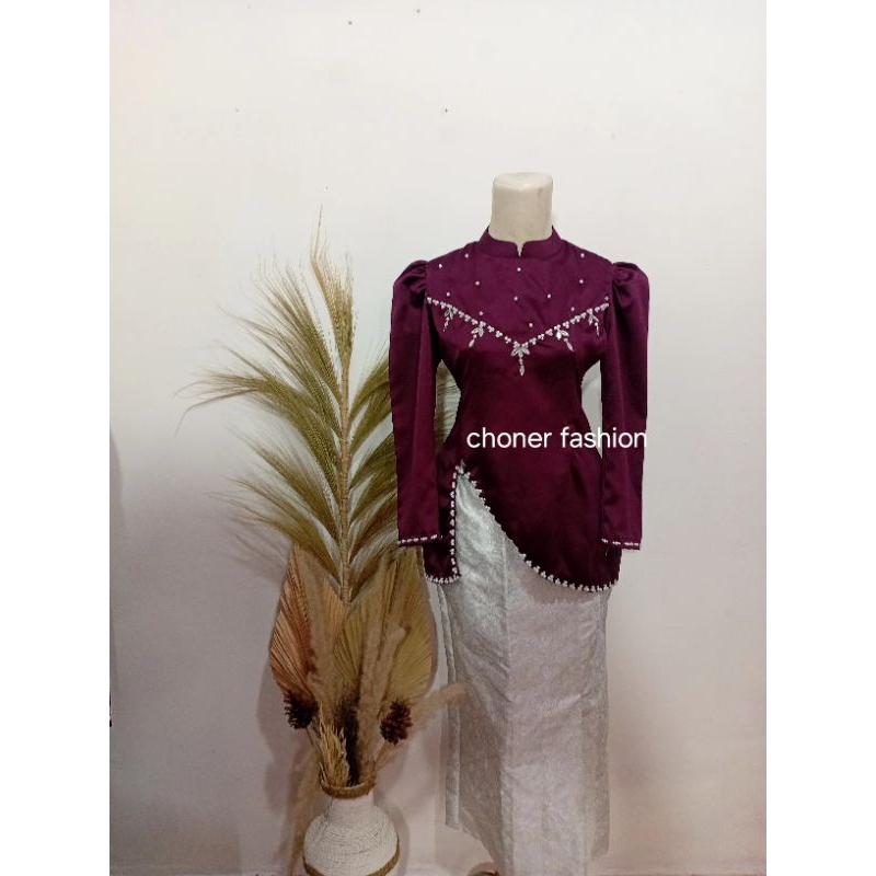 Choner One set kurung melayu rok songket putih silver seri A