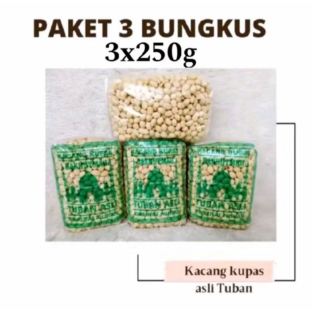 

Paket 3 bungkus Kacang Kupas Asli Tuban +- 250 gram KACANG TANAH KUPAS ASLI TUBAN