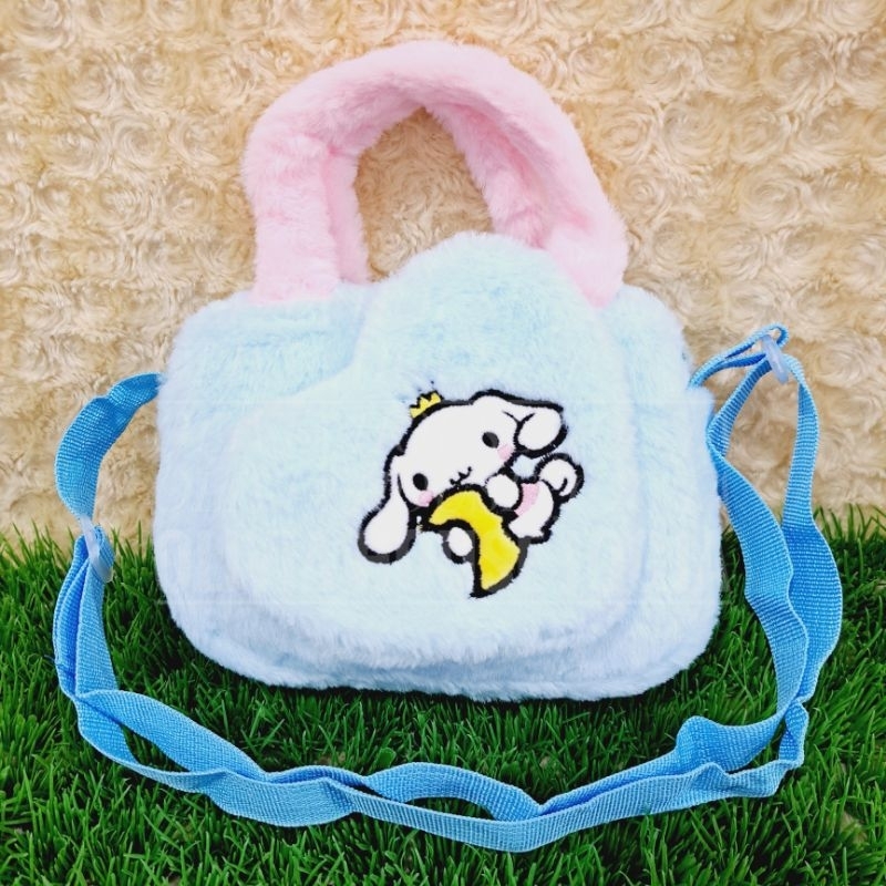 Tas Bulu Cinnamoroll Tas Selempang Cinnamoroll Love Tas Selempang Cinnamoroll Biru Tenteng Pink