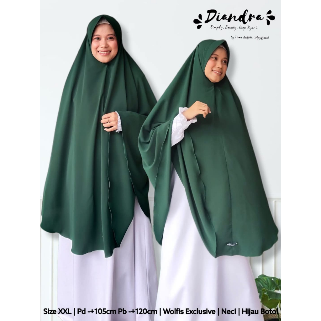 DIANDRA HIJAB_Khimar/Jilbab Syari Size XXL PET Pd 110/Pb 120 Wolfis Exclusive Murah