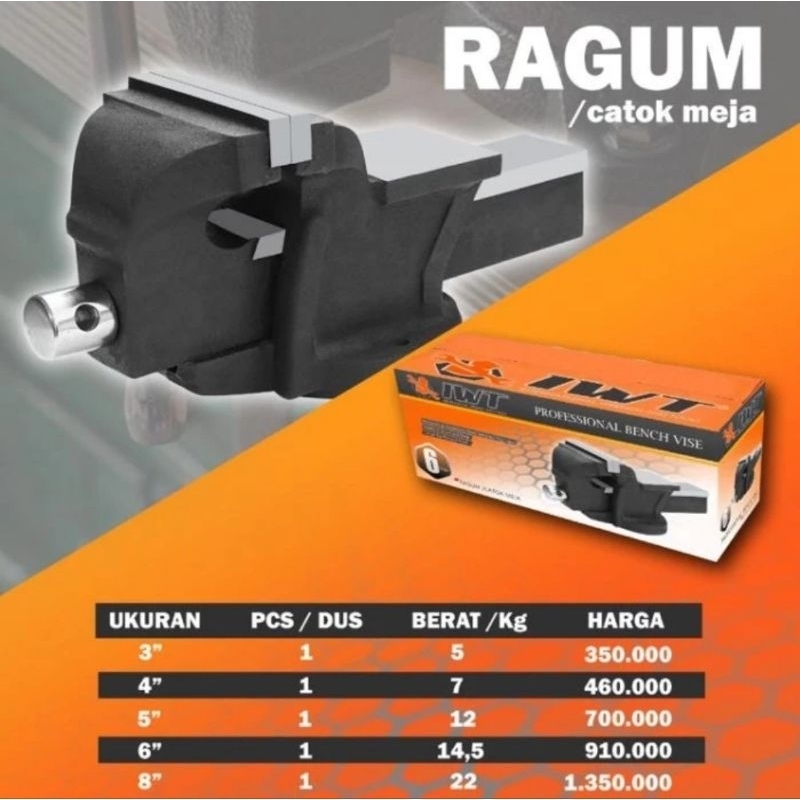 IWT Ragum Catok 4inch Japan / Ragum Catok Bench vice Fixed Base 4inch