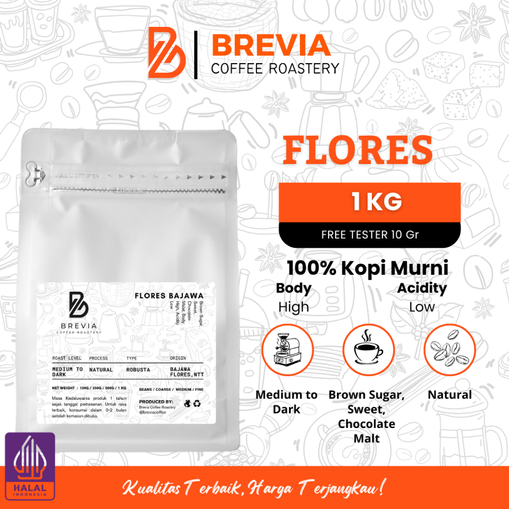 

Kopi Robusta Flores Bubuk Murni Biji Premium 1kg - Asli Original