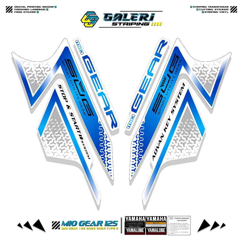 STRIPING YAMAHA GEAR 125 TYPE S MOTIF 3 STICKER GEAR 125 2023 2024 STIKER LIST MOTOR GEAR STANDAR