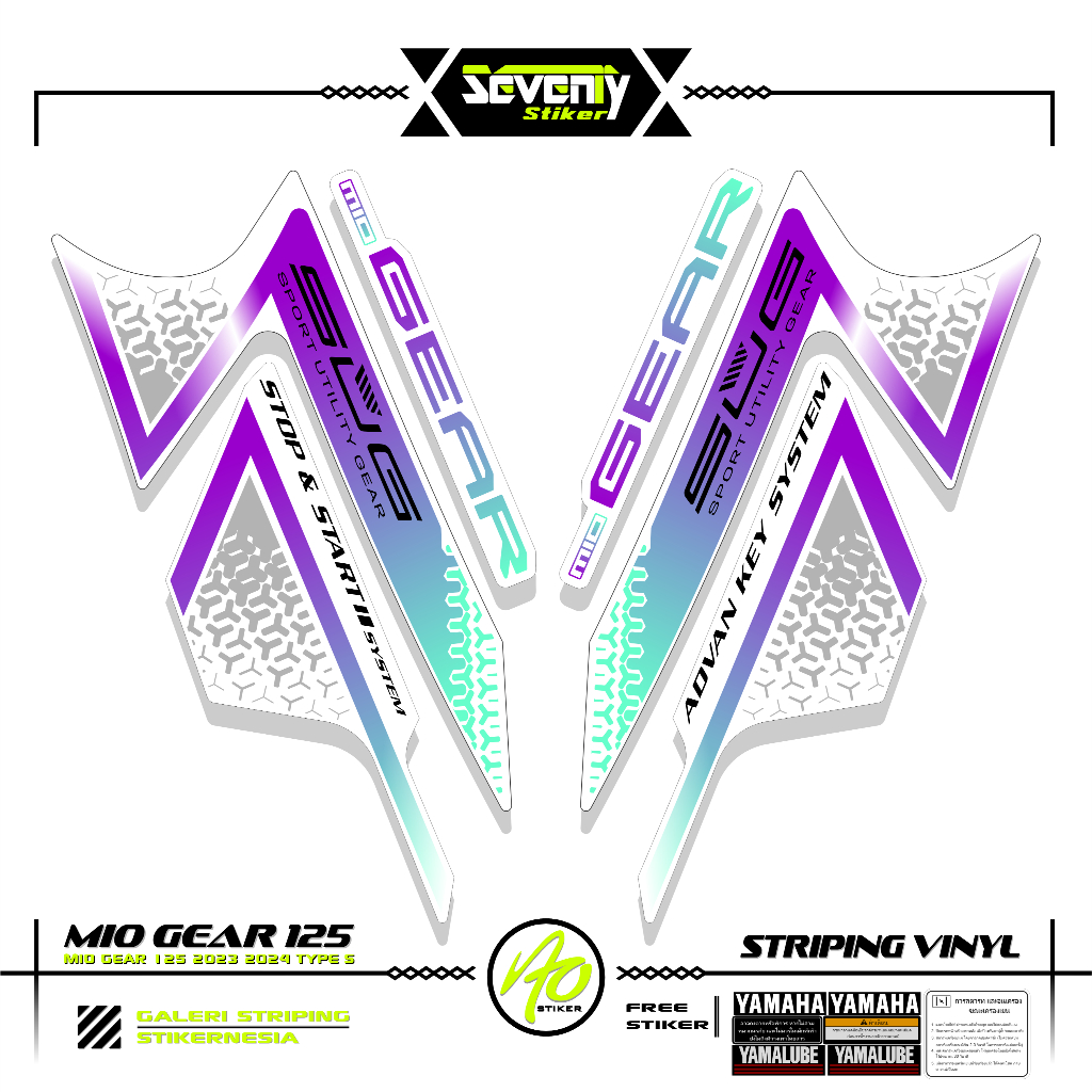 STRIPING YAMAHA GEAR 125 TYPE S MOTIF 6 STICKER GEAR 125 2023 2024 STIKER LIST MOTOR GEAR STANDAR