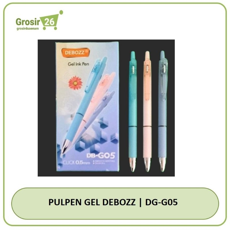 (1 box) pulpen / pena / pen gel cair cetek klik 0.5 mm debozz db-g05 tinta basah hitam