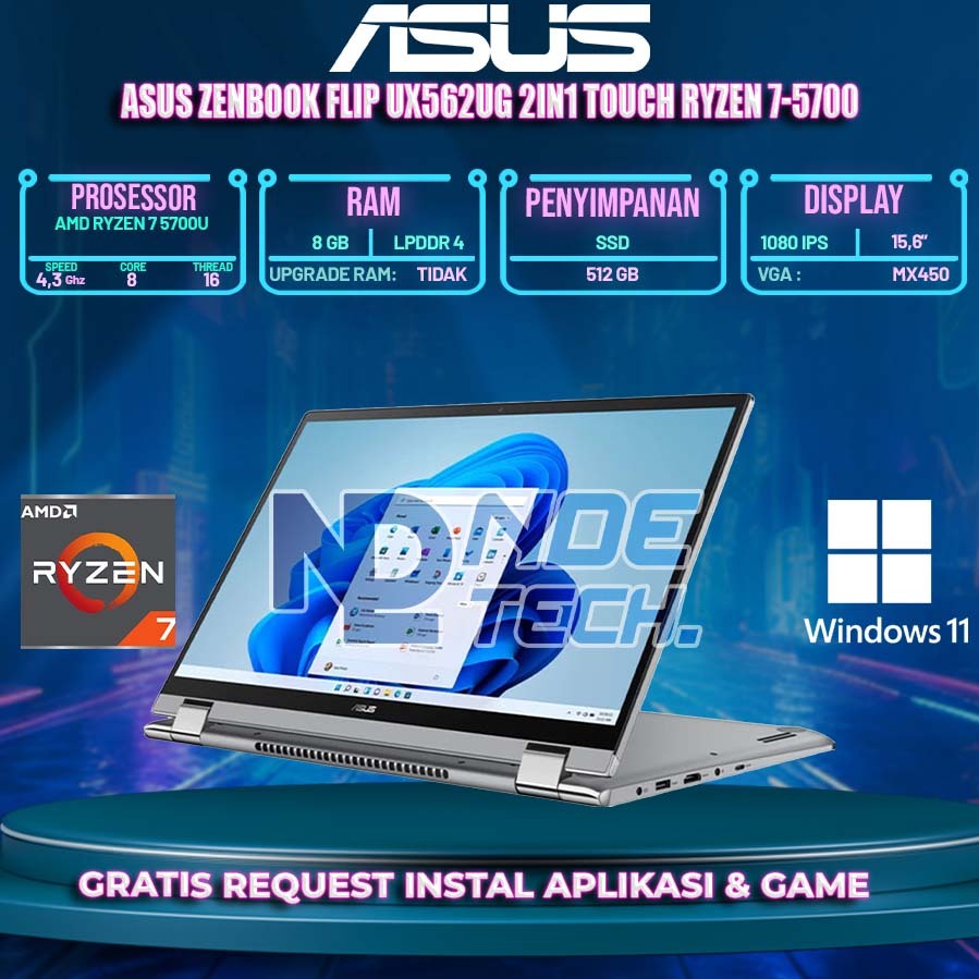 Asus Zenbook Flip UX562UG 2IN1 Touch Ryzen 7-5700