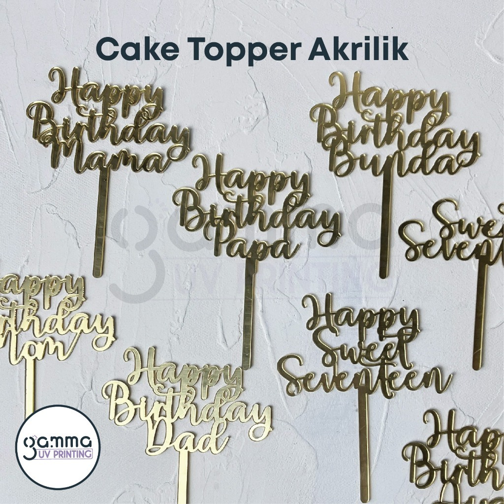 Koota - Cake Topper Akrilik Sweet Seventeen / Aneka Tulisan Happy Birthday Hiasan KueGift Mirror 2mm